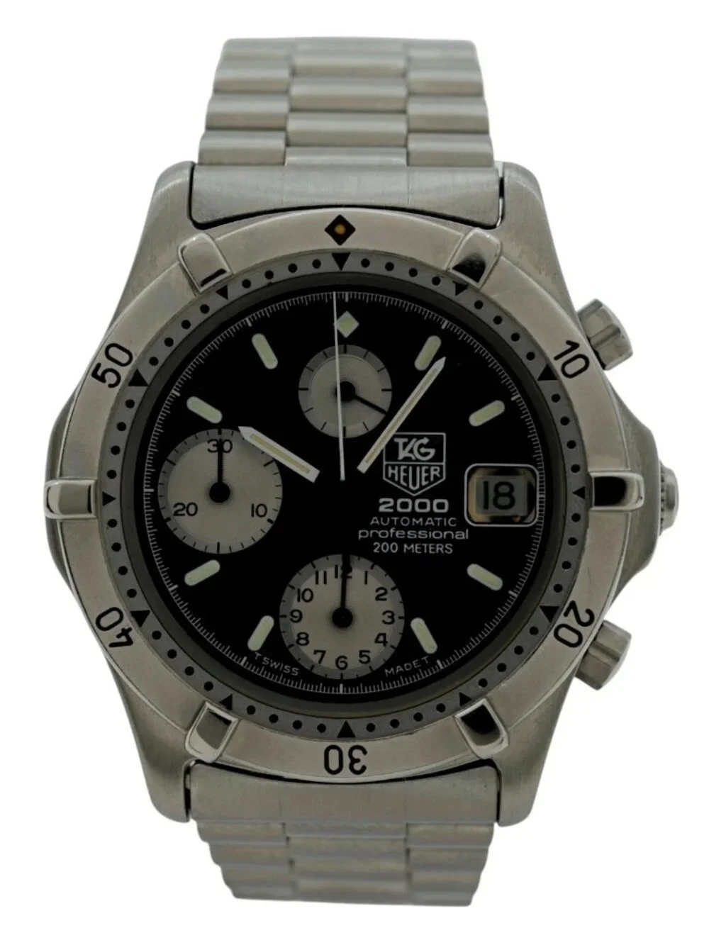 Tag Heuer 38mm Men's 2000 Series Stainless Steel Auto Chrono Watch Ref: 162.006!